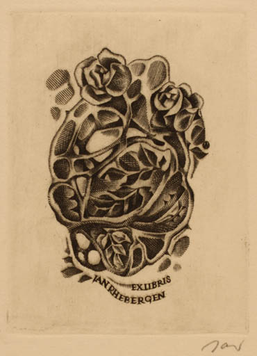 Exlibris by Wojciech Jakubowski from Poland for G. Jan Rhebergen - Flower 