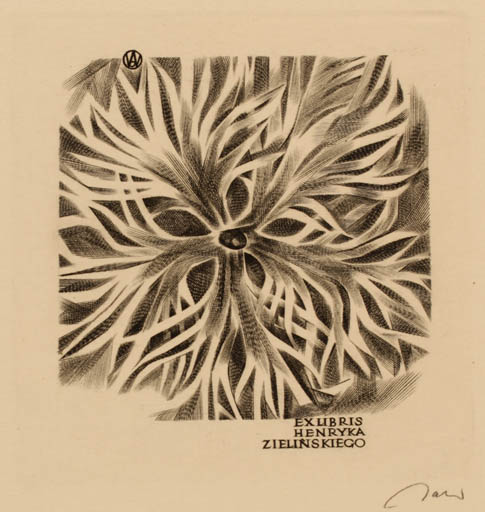 Exlibris by Wojciech Jakubowski from Poland for Henryka Zielinskiego - Abstract 