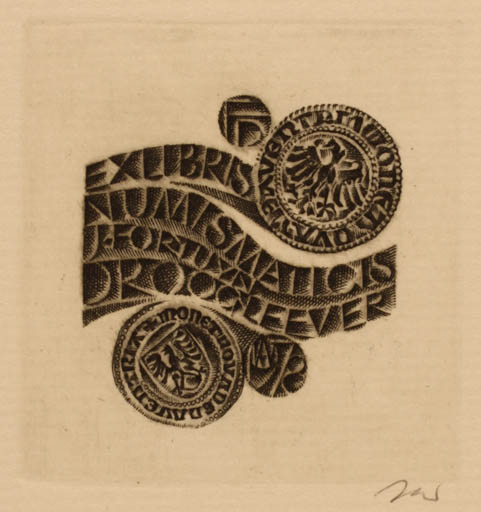 Exlibris by Wojciech Jakubowski from Poland for J. Fortuyn Droogleever - 