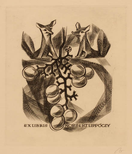 Exlibris by Wojciech Jakubowski from Poland for Ing. Nobert Lippóczy - Fauna Wine 