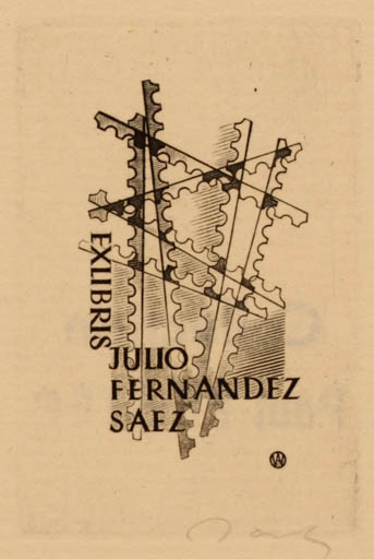 Exlibris by Wojciech Jakubowski from Poland for Julio Fernandez Saez - 