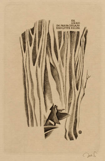 Exlibris by Wojciech Jakubowski from Poland for Brigitte Blum - Couple 