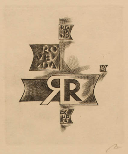 Exlibris by Wojciech Jakubowski from Poland for Roland Roveda - Text/Writing 