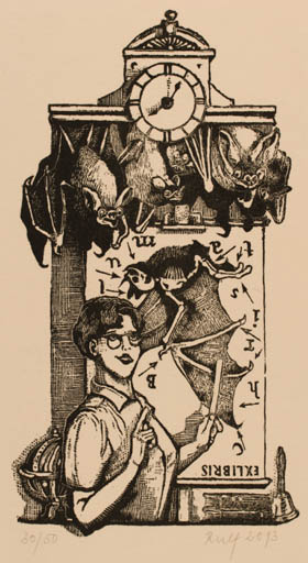 Exlibris by Bettina Rulf from Germany for ? ? - Fauna Woman 