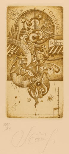 Exlibris by Galina Lwowa from Germany for Christa Blum - 