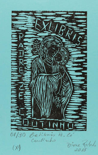 Exlibris by Dione Rabelo from Brazilien for Padre Ze Coutinho - Religion 