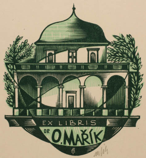 Exlibris by Dr. Otakar Marik from Czech Republic for Dr. Otakar Marik - Architecture Flora 