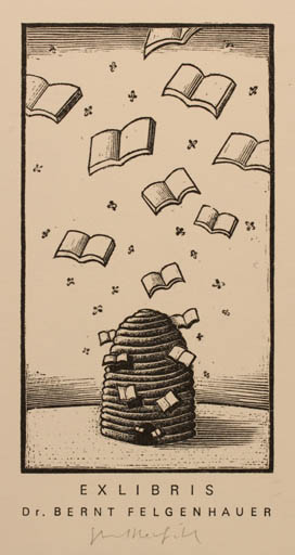Exlibris by Egbert Herfurth from Germany for Dr. Bernt Felgenhauer - Book Insect 