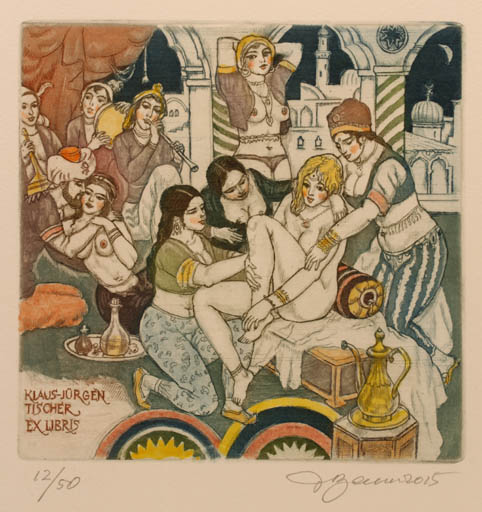 Exlibris by David Bekker from Ukraine for Klaus-Jürgen Tischer - Erotica Oriental 