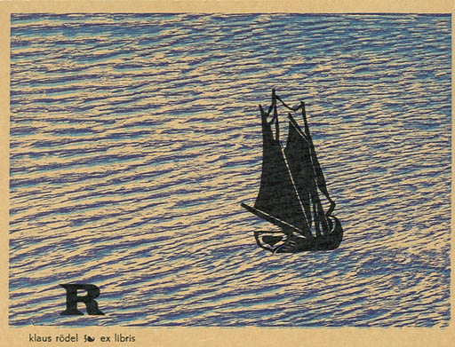 Exlibris by Børge Nees from Denmark for Klaus Rödel - Maritime Ship/Boat 