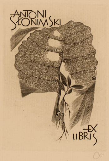 Exlibris by Wojciech Jakubowski from Poland for Antoni Slonimski - Flora 