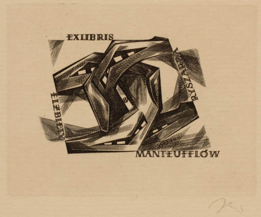 Exlibris by Wojciech Jakubowski from Poland for Ryszarda Manteufflow - Abstract 