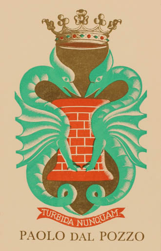Exlibris by Italo Zetti from Italy for Paolo Dal Pozzo - Heraldry 