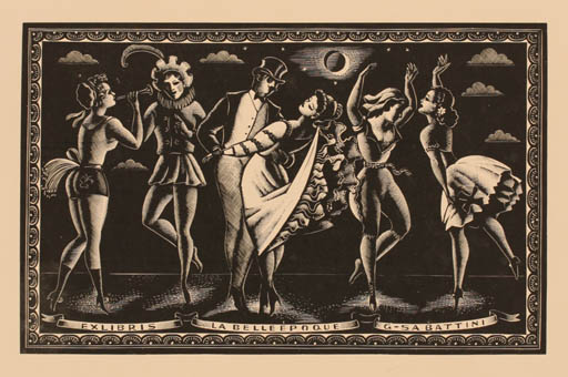 Exlibris by Italo Zetti from Italy for Gino Sabattini - Dancing 