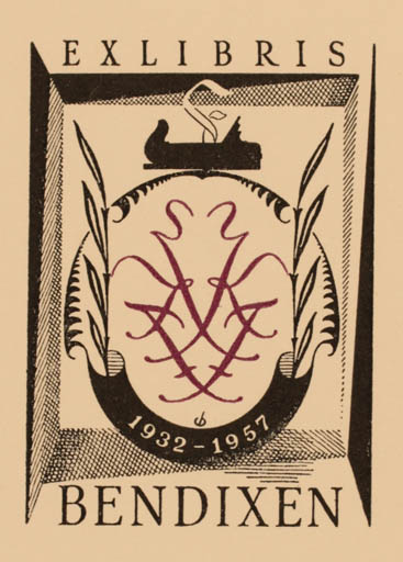 Exlibris by Christian Blæsbjerg from Denmark for ? Bendixen - 