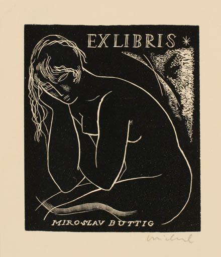 Exlibris by Rastislav Michal from Czech Republic for Miroslav Buttig - Woman 