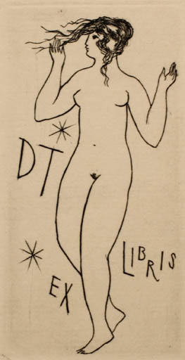 Exlibris by Rastislav Michal from Czech Republic for ? D. T. - Woman Nude 