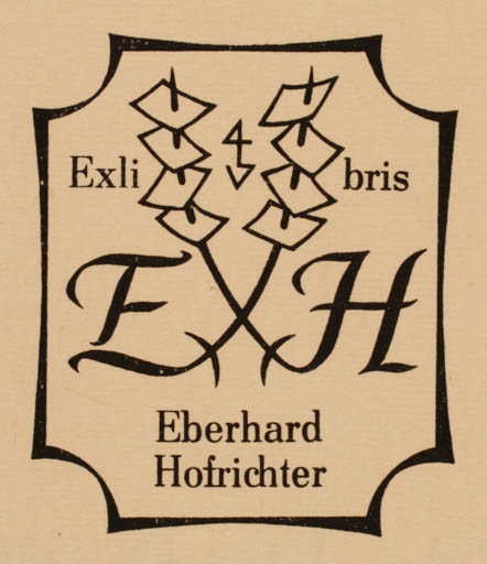 Exlibris by Gerhard Tag from Germany for Eberhard Hofrichter - Text/Writing 