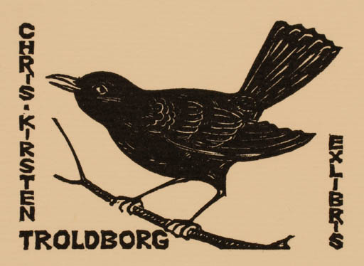 Exlibris by Chr. W. Bauditz from Denmark for Chris og Kirsten Troldborg - Bird 