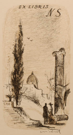 Exlibris by Rastislav Michal from Czech Republic for Dr. Nerone Santagiuliana - City Couple 