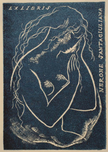 Exlibris by Rastislav Michal from Czech Republic for Dr. Nerone Santagiuliana - Woman 