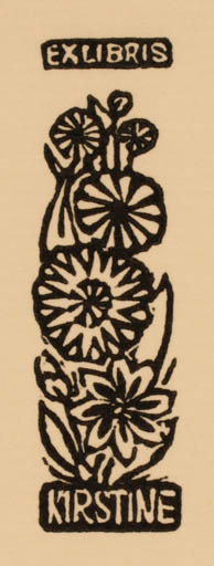 Exlibris by Chr. W. Bauditz from Denmark for Kirstine Troldborg - Flower 