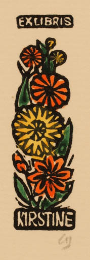 Exlibris by Chr. W. Bauditz from Denmark for Kirstine Troldborg - Flower 