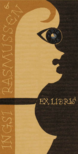 Exlibris by Christian Blæsbjerg from Denmark for Ingsi Rasmussen - Woman 