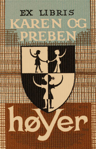 Exlibris by Christian Blæsbjerg from Denmark for Karen og Preben Høyer - Heraldry 