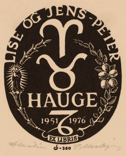 Exlibris by Christian Blæsbjerg from Denmark for Lise og Jens-Peter Hauge - 