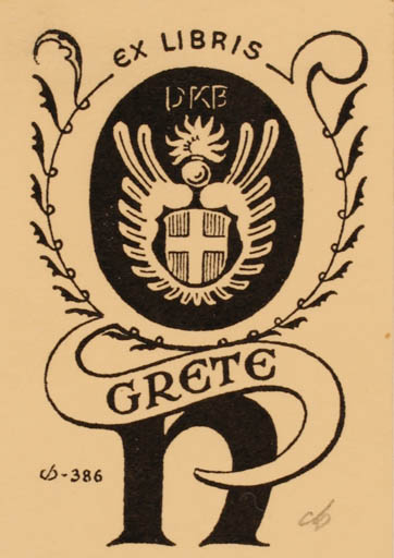 Exlibris by Christian Blæsbjerg from Denmark for ? Grete - 