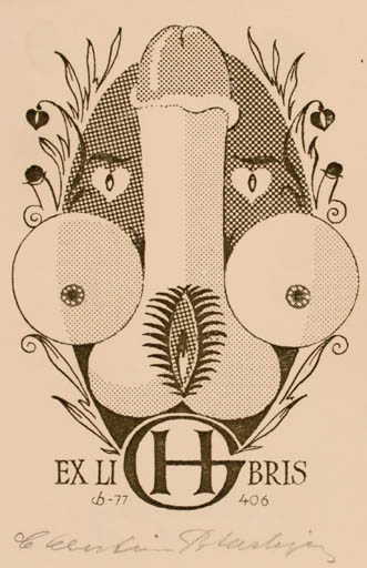 Exlibris by Christian Blæsbjerg from Denmark for Günter Hess - Erotica 