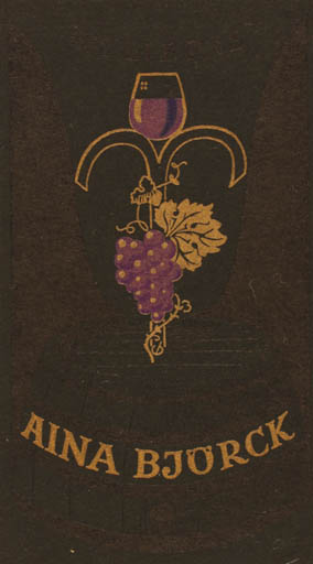 Exlibris by Christian Blæsbjerg from Denmark for Aina Björck - Wine 