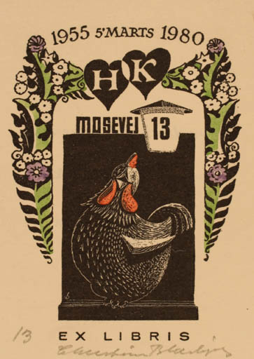 Exlibris by Christian Blæsbjerg from Denmark for ? H. K. - Bird 