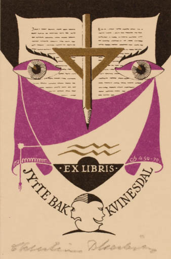 Exlibris by Christian Blæsbjerg from Denmark for Jytte Bak Kvinesdal - 