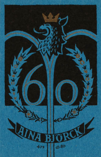Exlibris by Christian Blæsbjerg from Denmark for Aina Björck - 