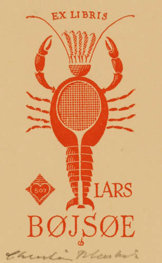 Exlibris by Christian Blæsbjerg from Denmark for Lars Bøjsøe - Sport/game 