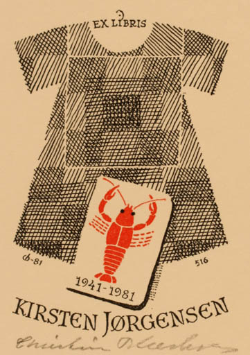 Exlibris by Christian Blæsbjerg from Denmark for Kirsten Jørgensen - 