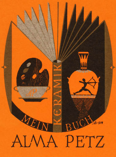 Exlibris by Christian Blæsbjerg from Denmark for Alma Petz - Book 