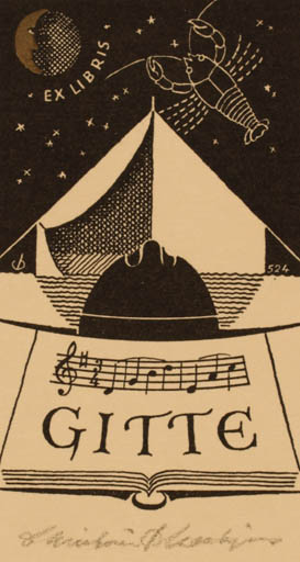 Exlibris by Christian Blæsbjerg from Denmark for ? Gitte - Cosmos 