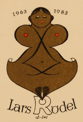 Exlibris by Christian Blæsbjerg from Denmark for Lars Rödel - Woman 