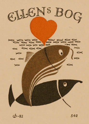 Exlibris by Christian Blæsbjerg from Denmark for ? Ellen - Fish 