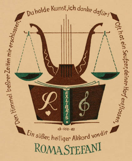 Exlibris by Christian Blæsbjerg from Denmark for Roma Stefani - Music 