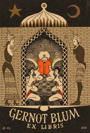 Exlibris by Christian Blæsbjerg from Denmark for Dr. Gernot Blum - Oriental 