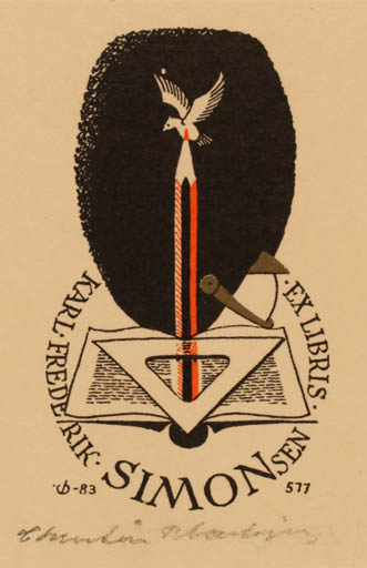 Exlibris by Christian Blæsbjerg from Denmark for Karl Frederik Simonsen - 