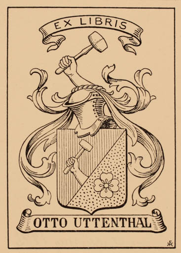Exlibris by Hans Flygenring from Denmark for Otto Uttenthal - Heraldry 