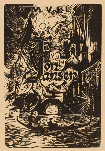 Exlibris by Waltraud Weissenbach from Austria for Gon Jansen - City 