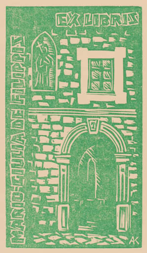 Exlibris by Kàroly Andrusko from Yugoslavia for Mario de Filippis - 
