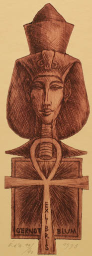 Exlibris by Ladislav Rusek from Czech Republic for Dr. Gernot Blum - Egypt 