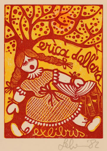 Exlibris by Maria Elisa Leboroni from Italy for Erica Dallara - 